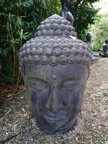 Product image 3 of the product “Buddha head, 100cm height, cast stone, hollow, handcrafted & coloured ”